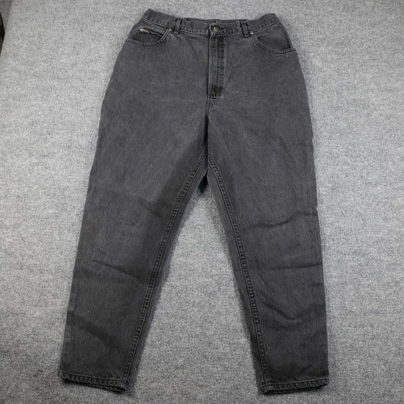 VINTAGE Lee Riders Jeans Womens 20W Black High Rise Tapered Mom Fit Made USA 90s - Picture 1 of 16